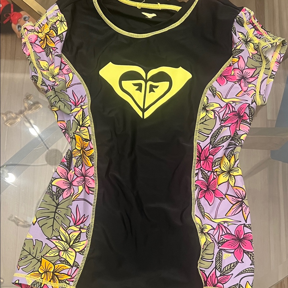 🌺 Y2K Roxy Floral Rash Guard | Surfcore Beach Top - NWOT🌺